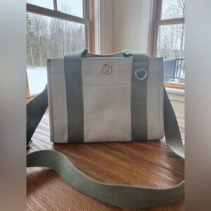 Lululemon Athletica Two Tone Grey Eucalyptus & Ivory Canvas Mini Tote